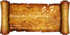 Oszaczki Friderika névjegykártya